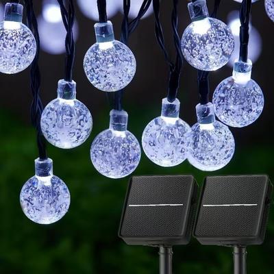 12m Length Solar Crystal Ball String Light 8 Modes LED Light Source LED String Lights Colorful Waterproof Design