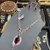 Jewelry Exaggerated Vintage Feather Necklace Earrings Red Big Gem Wings Necklace Fashion Collarbone Chain