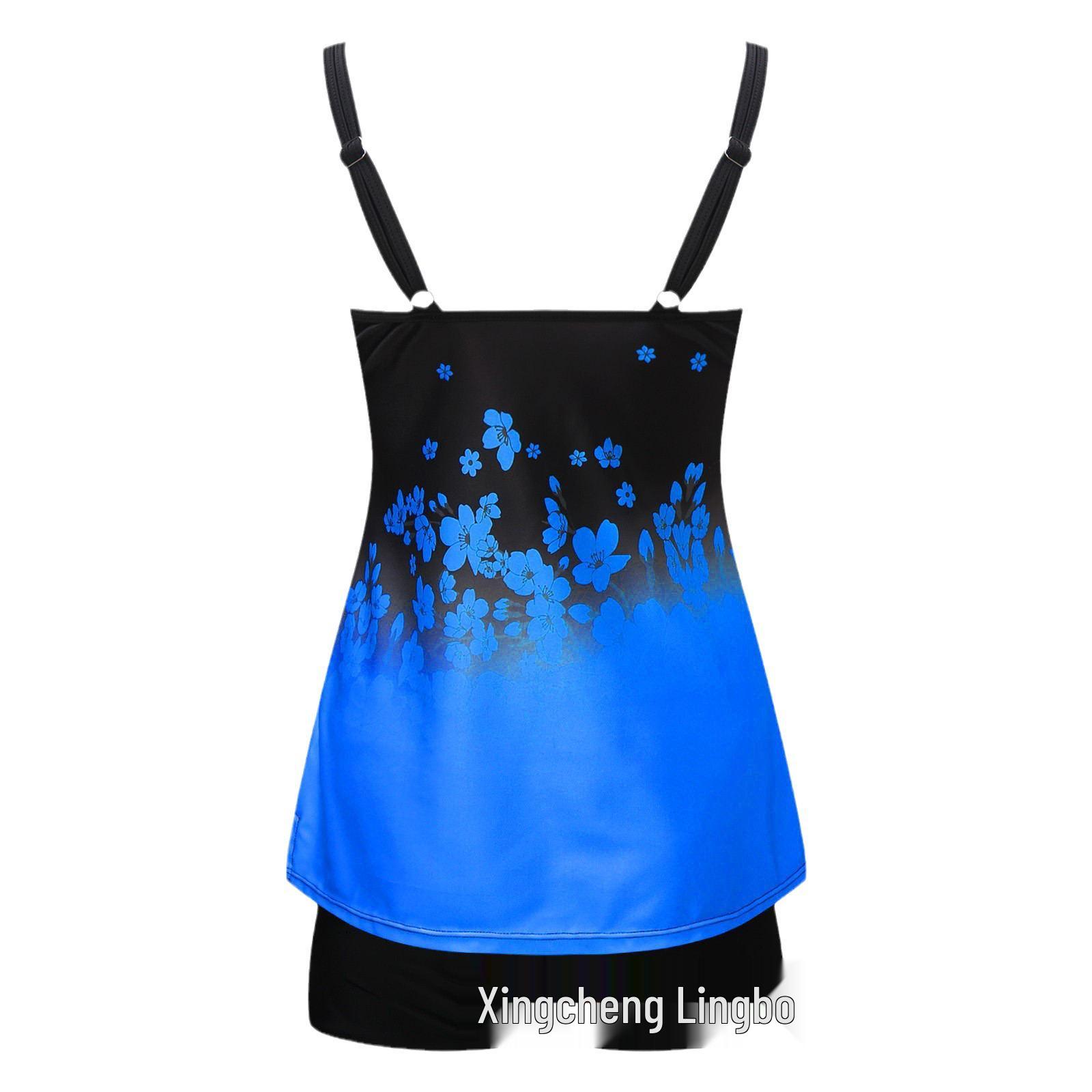 

2023 Plus Size Multi-Color Split Swimsuit for Women 3XL синій