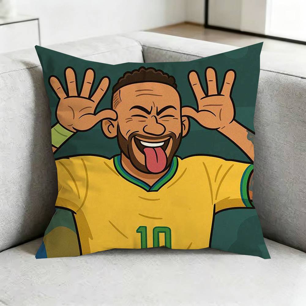 Cool NeymarR Football Cartoon Square DoubleSided printed Pillow Case Bedroom Bedside Pillow Sofa Cushion Cover Gift