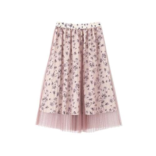 Jill by Jill Stuart Women's Pleated Tulle Floral Skirt, Leopard Print, 125-9220026, Japan, Free Size
