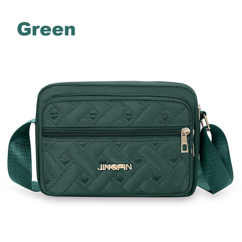 Woman Square Crossbody Bag Casual Shoulder Bag Multi-Pocket Sling Bag Oxford Cloth Travel Bag зелёный