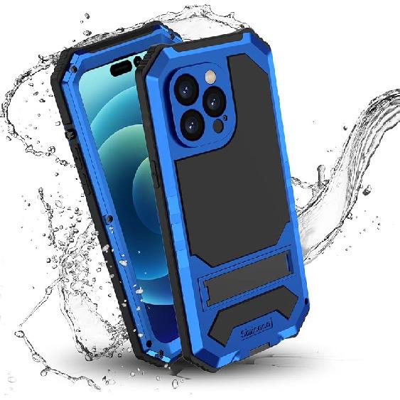 JGY iPhone 14 Pro Max IP68 Waterproof Case iPhone 14 Pro Max Military Metal Stand Case with Screen Protector Slim Full Cover Rugged Durable