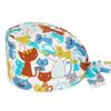 Women Men Cute Cat Printed Scrub Cap Breathable Cotton Medical Surgical Cap Adjustable Doctor Nurse Working Hat