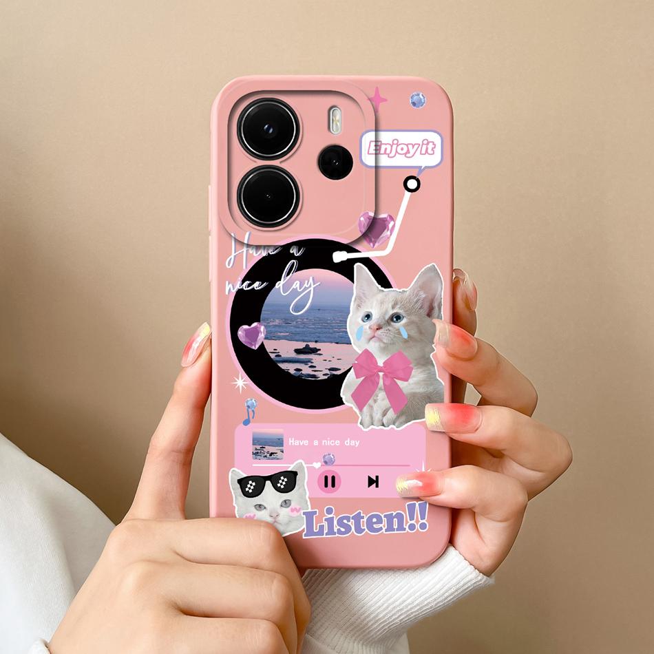For Redmi Note 14 4G Europe Case Cute Cartoon Full Protection Funda For Redmi Note14 Liquid Silicone Shockproof Back Covers Capa