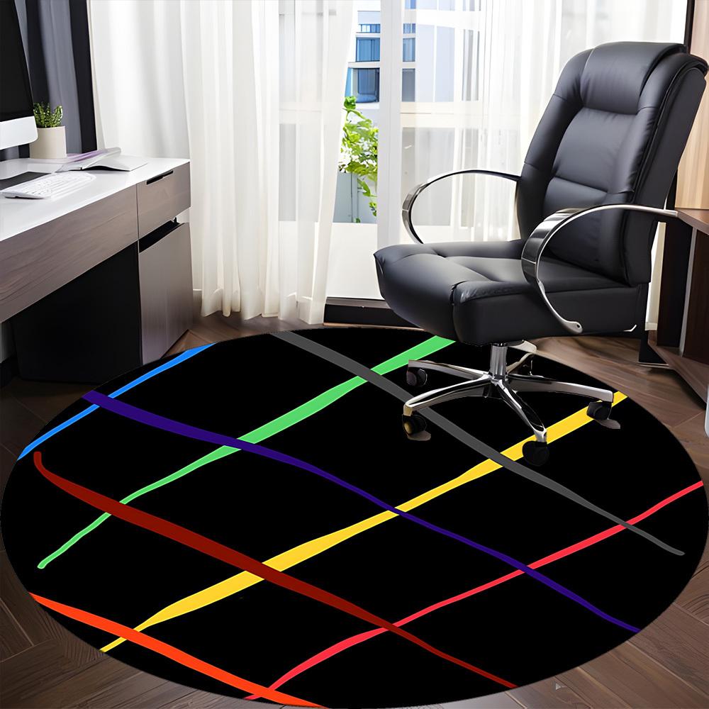 1pc Abstract Pattern Carpet, Round Non Slip Durable Large Size Office Carpet, Suitable for Office