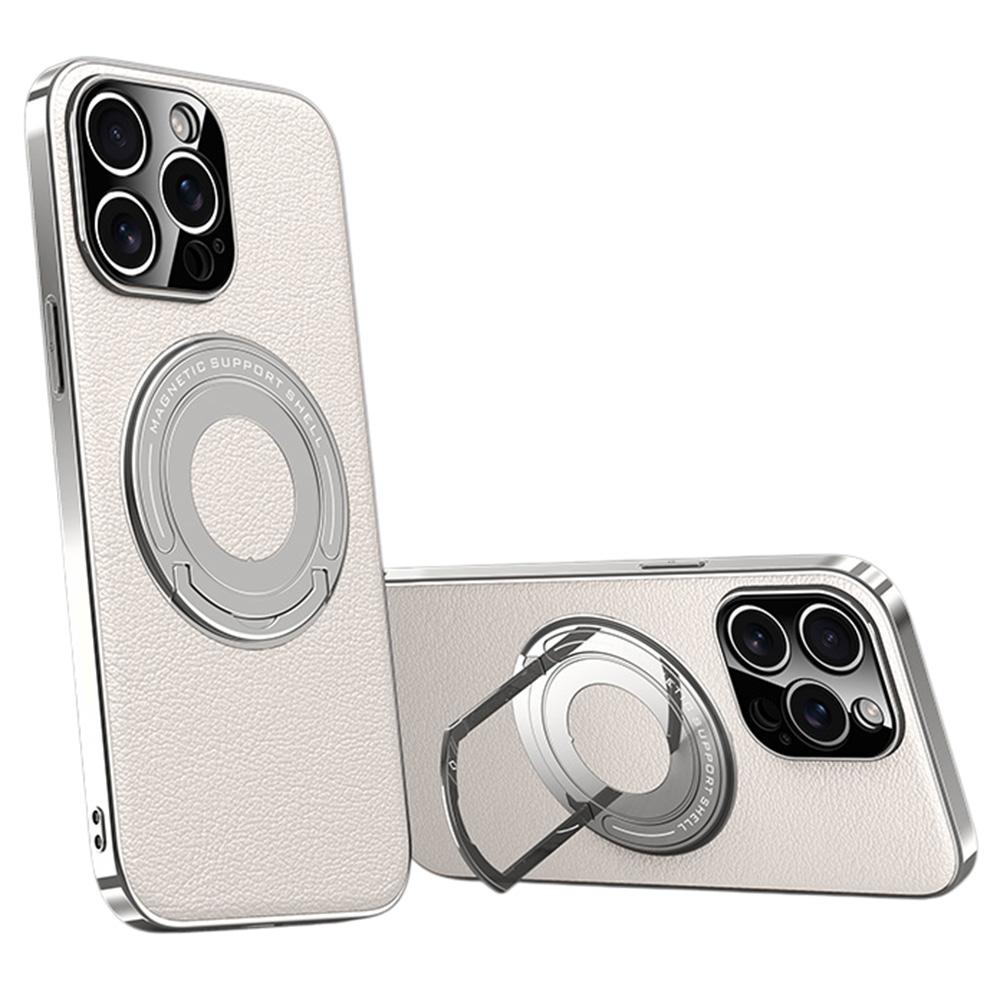 For iPhone 14 Pro Case Compatible with MagSafe Leather TPU Back Cover with Hidden Kickstand