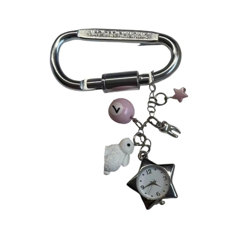 Rotating Star Dial Keychain Bag Charm Stainless Steel Alloy Pendant For Purse Backpack Gift for Women Girls