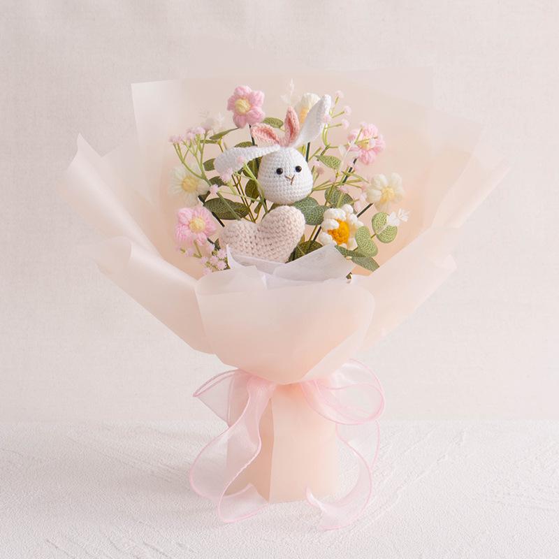 Hand-Knitted Rose Yarn Bouquet - Perfect Birthday or Festival Gift for Friends and Teachers
