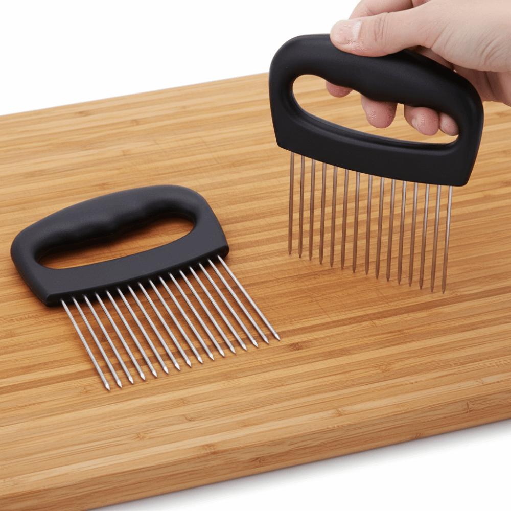 Stainless Steel Needle Tomato Slicer Holder Non-slip Handle Vegetables Cutting Fork Kitchen Gadget