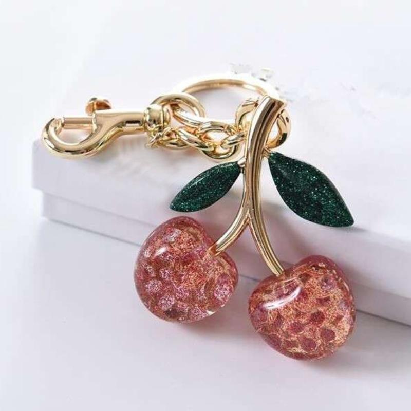 Stylish Cherry Pendnat Keychain Bag Charm Eye Catching Cherry Keychain Accessory Fashionable Hangings Decoration