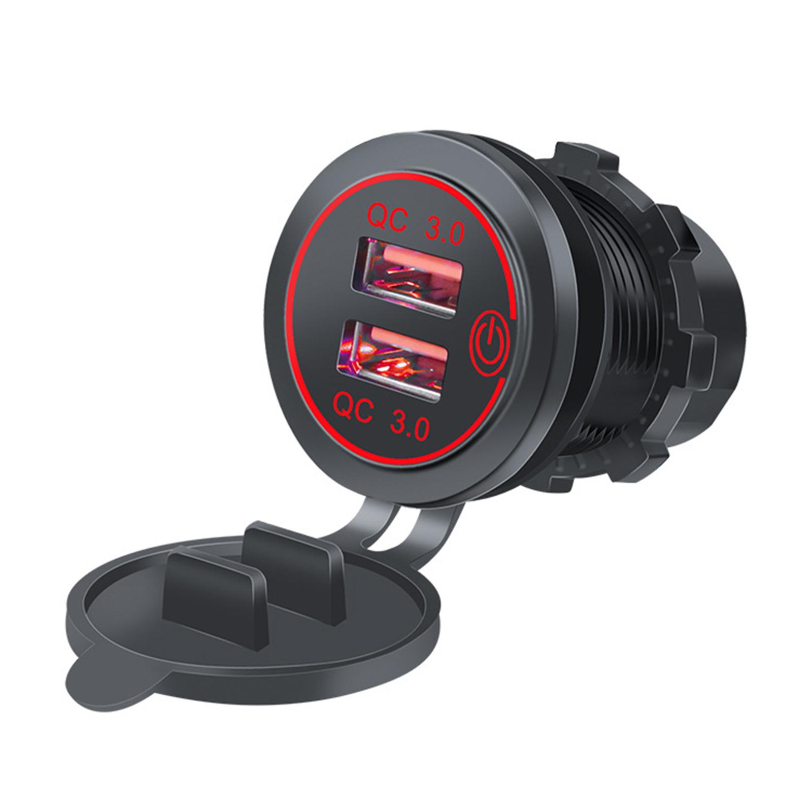 

Double USB Ports Car Charges 36W Quick Charge 3.0 with Switch & Light Fast Charging Addapter ABS Vehicle Charges