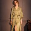 Elegant Jacquard Pajamas For Women, Spring And Summer Style, Ice Silk Nightgown, Satin Lace-Up Morning Robe, Bathrobe, Outer Robe, Spring And Autumn H