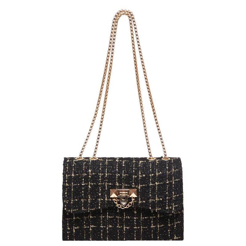 Women's Wool Plaid Chain Bag - Versatile Spring/Summer 2024 Style