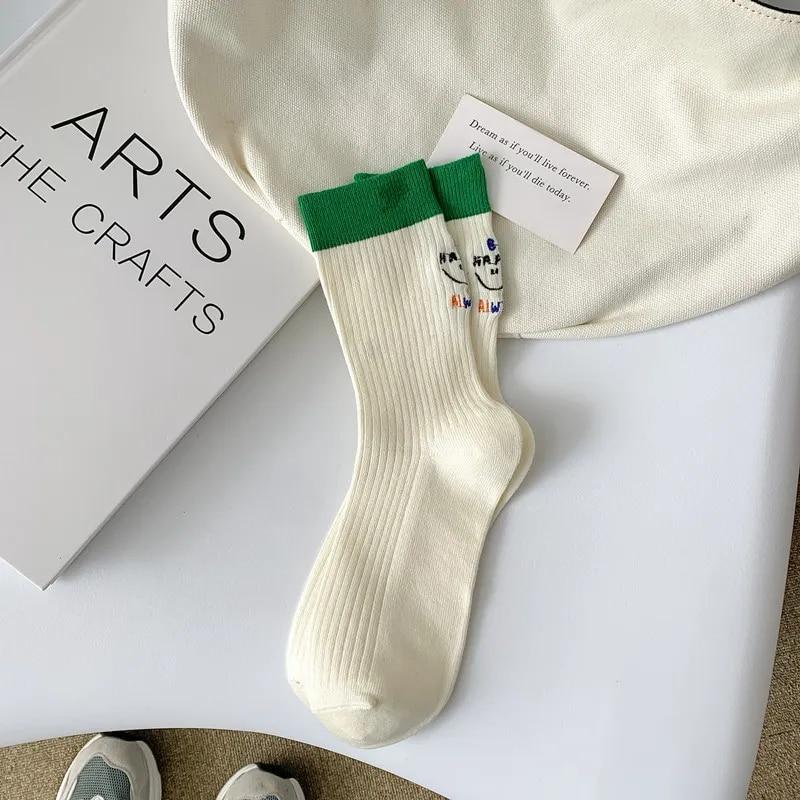 Letter Embroidery Funny Socks Women Casual Fashion Harajuku Streetwear Crew Cotton Knitting Girls Elastic Sport Long Socks
