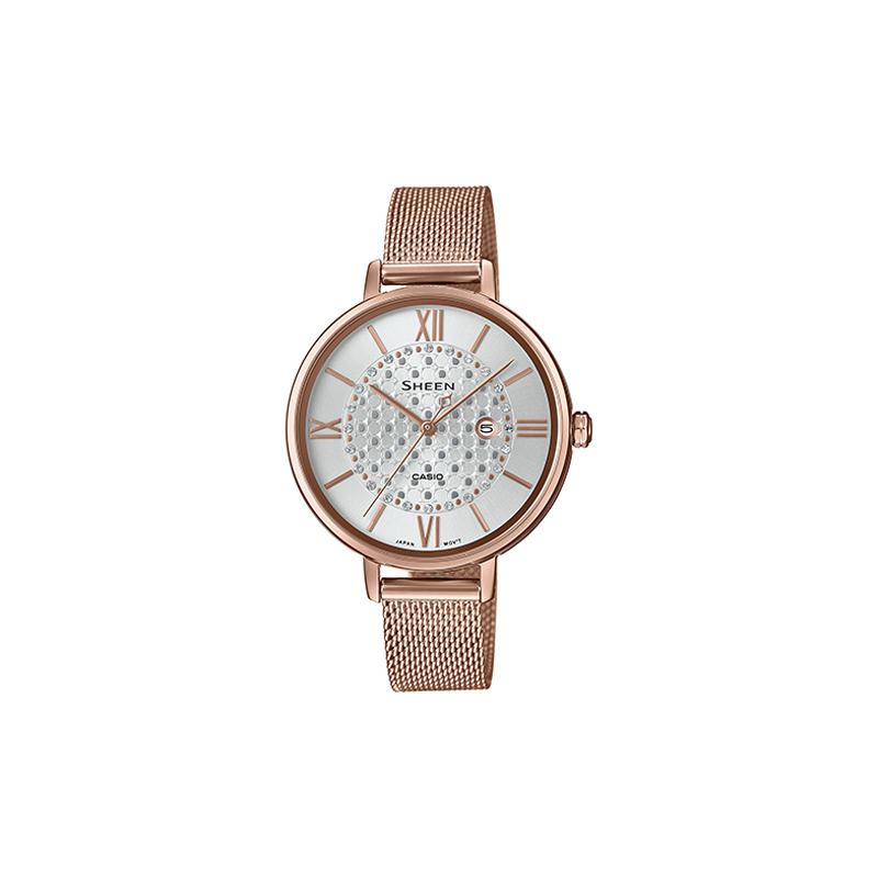 

Casio CASIOSHEEN series Brilliant series Roman numeral scale mother-of-pearl surface waterproof elegant business quartz movement SHE-4059PGM-7AU белый