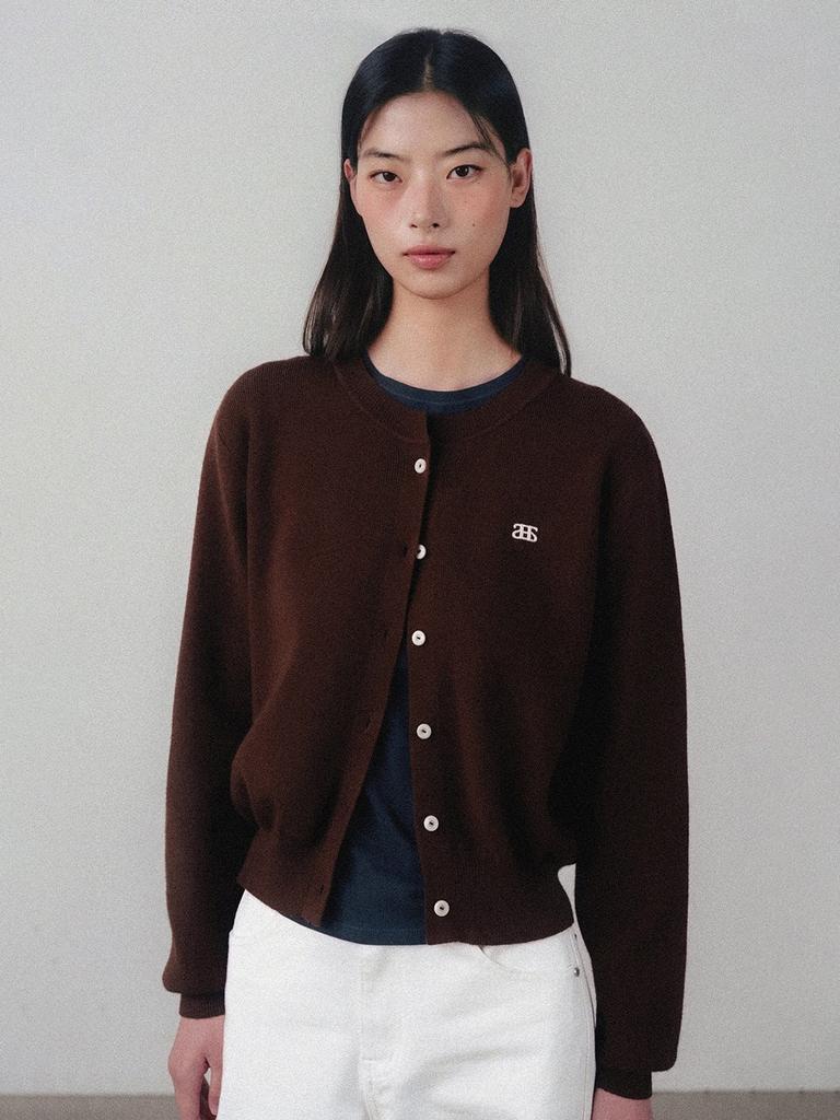 Aenhacheu Logoplay Knit Cardigan Dark Brown