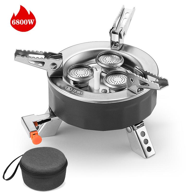 Camping Burner 6800W Big Power Portable Foldable Outdoor Tourist Head Picnic Survive Warm Gas Stove For Hiking Fishing BBQ Stove