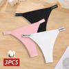 3 sztuki/zestaw bawełniane brazylijskie majtki damskie majtki seksowne majtki bikini z niskim stanem damskie jednolity kolor oddychająca bielizna M-XL