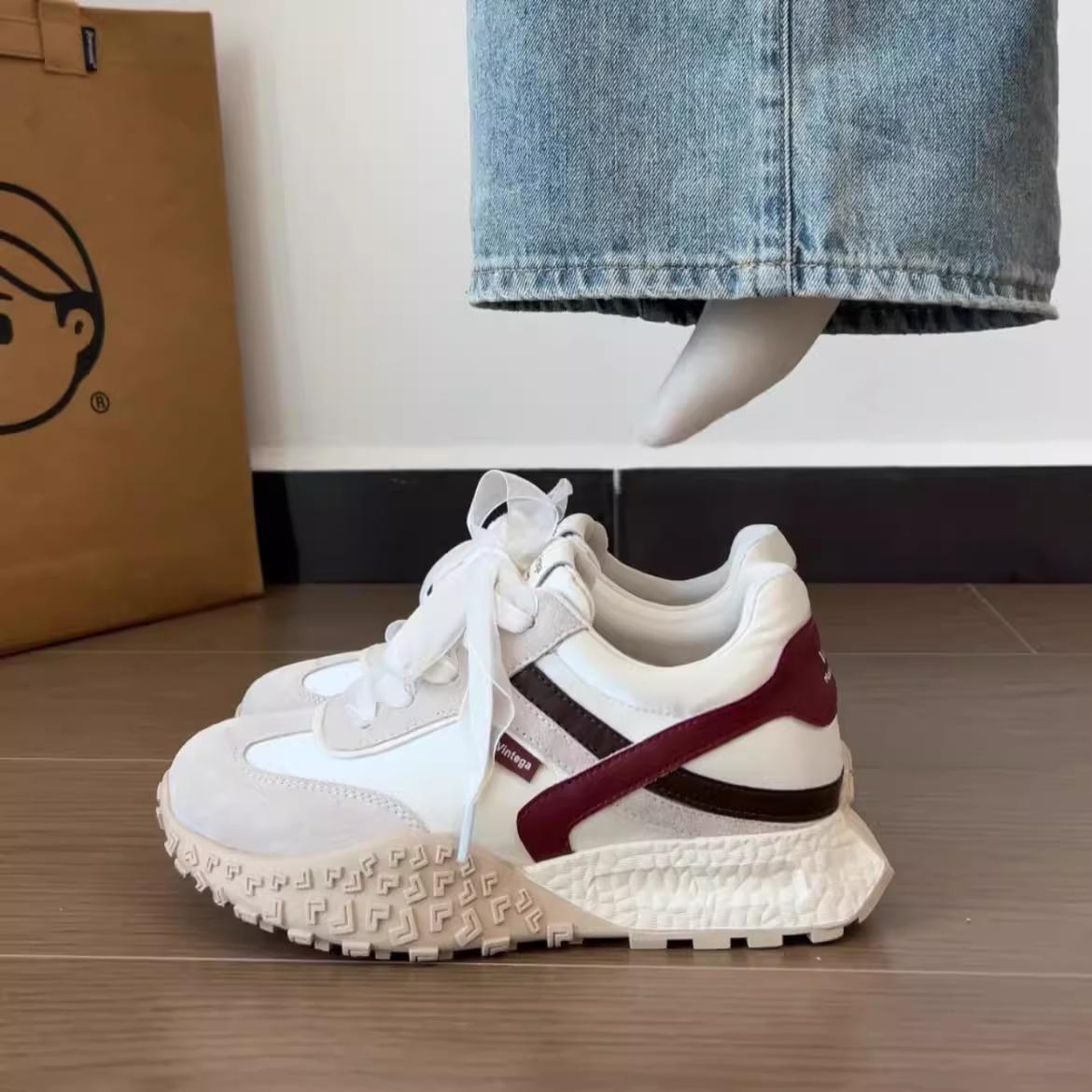 

[Inner height increase of 7cm] Forrest Gump shoes women s 2025 new small platform casual shoes ribbon color matching German training shoes 34 синій