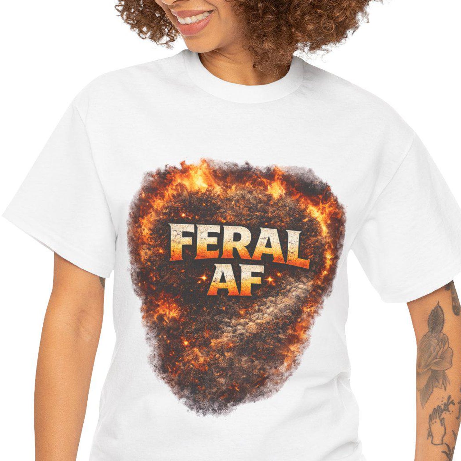 Feral AF Grunge Flame Graphic Tee | Graphic T-Shirt XL