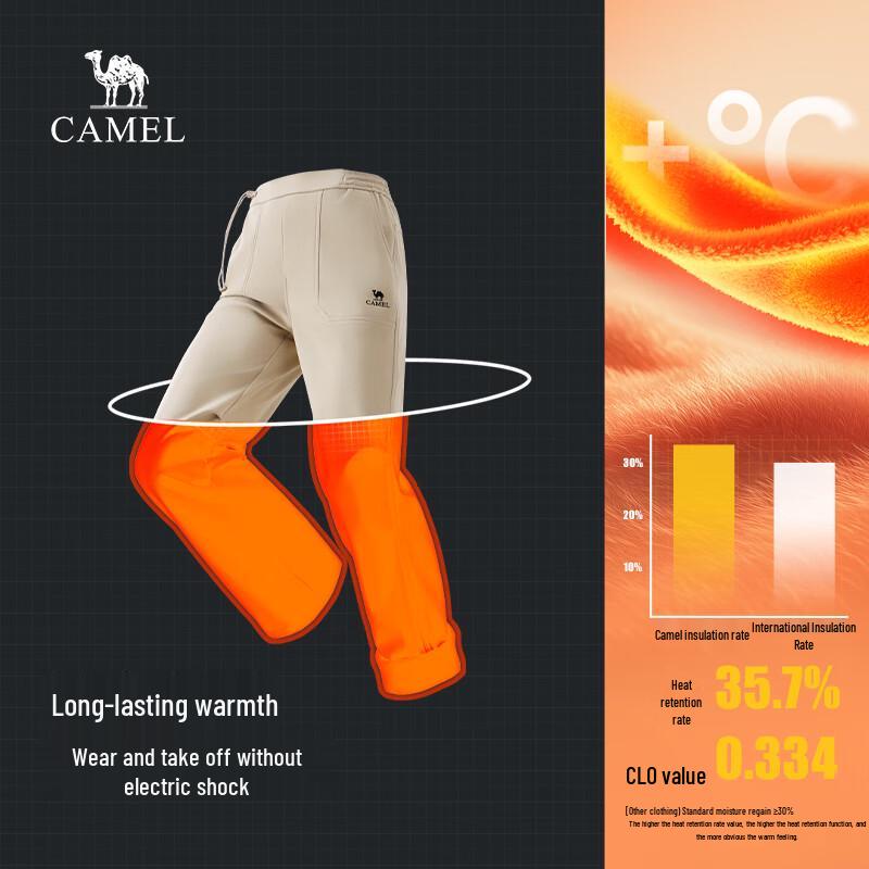 Camel Women's 2025 F/W Fleece-Lined Anti-Static Straight Cargo Pants