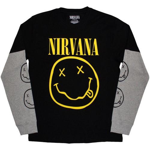 Nirvana Unisex Adult Happy Face Layered Long-Sleeved T-Shirt