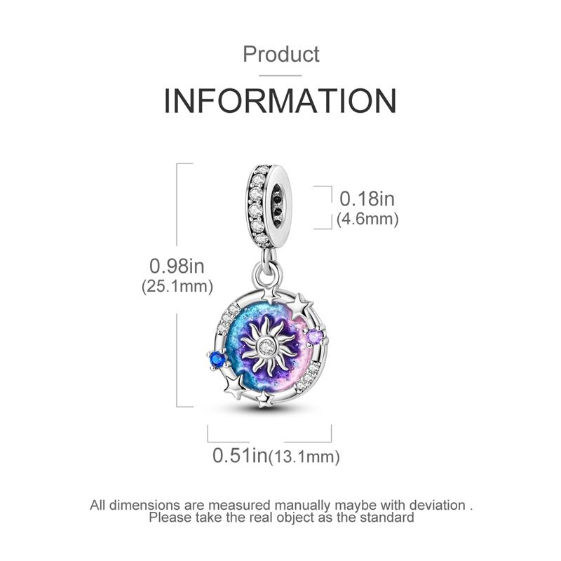 Charms Platadreamy Blue-Purple Star Dial Sun Pendants Fit Originalbracelets Charms For Women Jewelry Diy Making Gifts