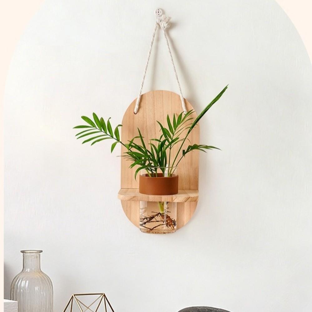 Wooden Wall Hanging Planter Holder Vase Flower Pot Minimalist Wall Decoration Living Room