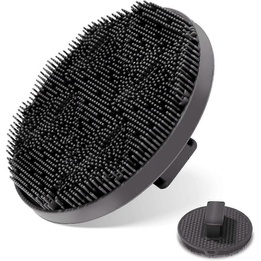 2pcs Silicone Bath Brush, Gentle Exfoliating Body Brush Massage Body Brush Deep Cleansing Exfoliating Bath Essentials All Skin Types,Black,14*16.5cm