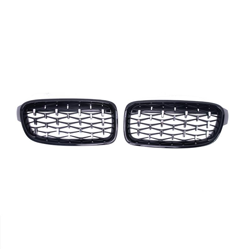 

Diamond Front Bumper Kidney Grill Double Slat Racing Sport Grille for BMW 3 series F30 F31 F35 2011-19 Car Accessories Black and Silver