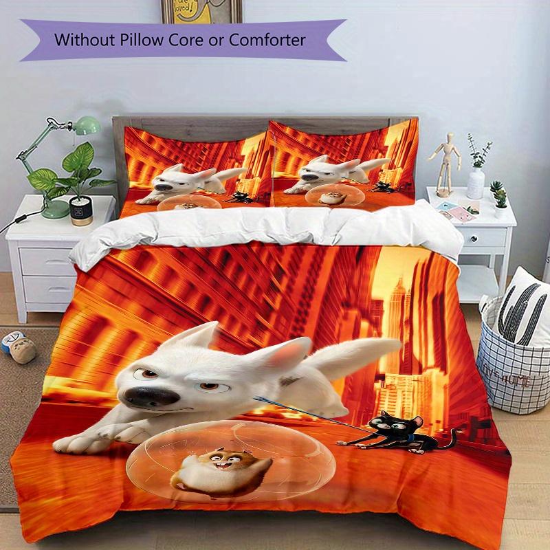 3pcs Disney Bolt Bedding Set 1 Soft Quilt Cover + 2 Pillowcases, Machine Washable Suitable for All SeasonsW018