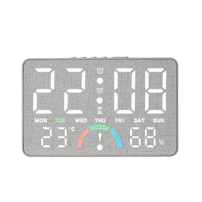 GH9007 Multifunctional LED Clock: Wall & Table-Top, Large Screen, Shows Time, Temperature & Humidity, Alarm Feature