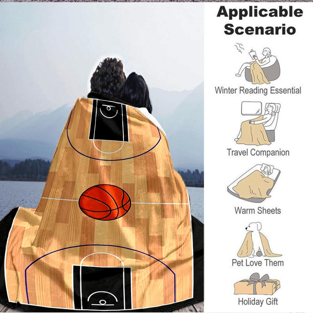 1Pc Basketball Court Blanket Soft And Comfortable Casual Warm Camping Travel Christmas Halloween Xmas Gift M928192