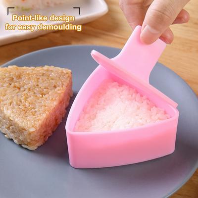 Kit de 2 moldes para bolas de arroz, fácil de desmoldar, molde triangular para hacer sushi, molde antiadherente para onigiri con cuchara para niños, almuerzo, bento, bricolaje casero