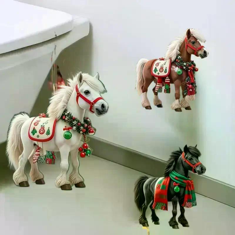 1/3 Stück Elegantes Weihnachts-Pferd 2D Acryl Dekorationen zum Aufhängen an Weihnachtsbäumen als Weihnachts-Heimdekorationen Weihnachtsfeier Geschenke
