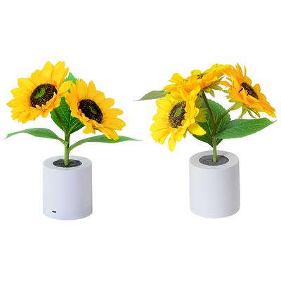 Funkelnder Baum Sonnenblume 2-Farben-Dimmlicht Kleine Sonnenblumen-Nachtlampe USB-Aufladung 3D Realistisch für Frauen Mama Schwester Freundin
