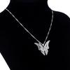 925 Silver Hollow Tip Butterfly Necklace Wings Multi-Layer Pendant, Unisex