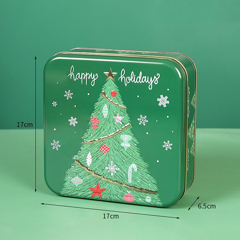 

Cute Cartoon Christmas Candy Storage Box Tinplate Square Gift Box Xmas Candy Cookie Box Home Storage Large Capacity Metal Can