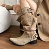 Fashion Pointed Toe Women High Boots Fashion Shoes Chunky High Heels Elegant Shoes 2025 Spring Autumn Women's Long Motorcycle Botas