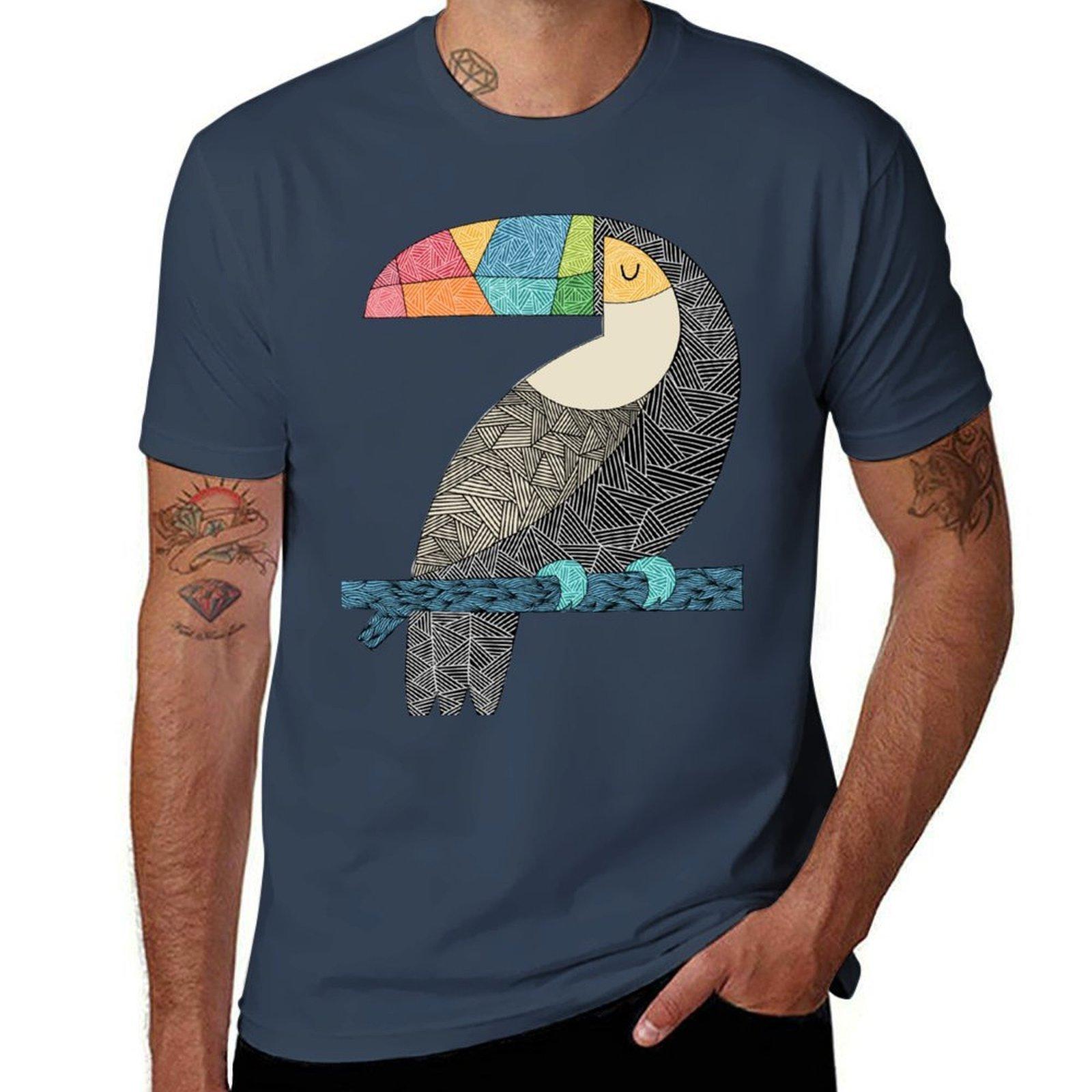 

Футболка с туканом t shirt мужская 100% хлопок люксовый бренд футболки для мужчины хлопок смешная футболка S