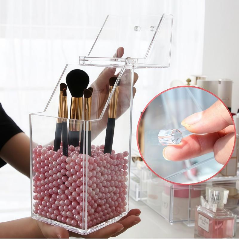Multi Functional Flip Transparent Acrylic Storage Tube, Dressing Table Makeup Brush Storage Bucket, Student Stationery Storage