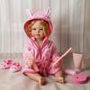 7 PCS Reborn Baby Doll Bathrobe Rabbit Pattern with Slippers and Bath Playset for 17-22 Inch Baby Doll Accessories with Mirror, Comb, Soap, and Bath