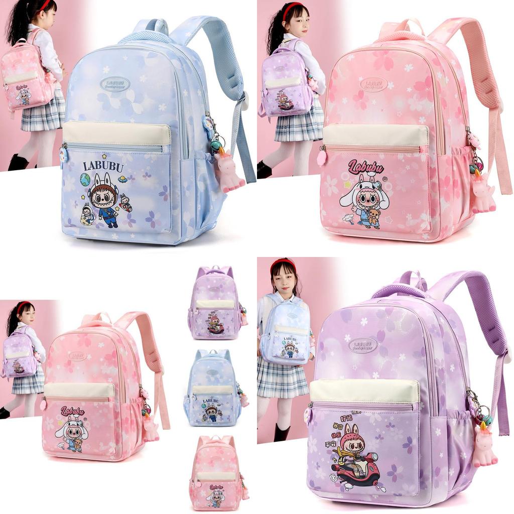 Adorable Labubu Cartoon Backpack For Kids Lightweight And Trendy Design Available In Pink Purple And Blue