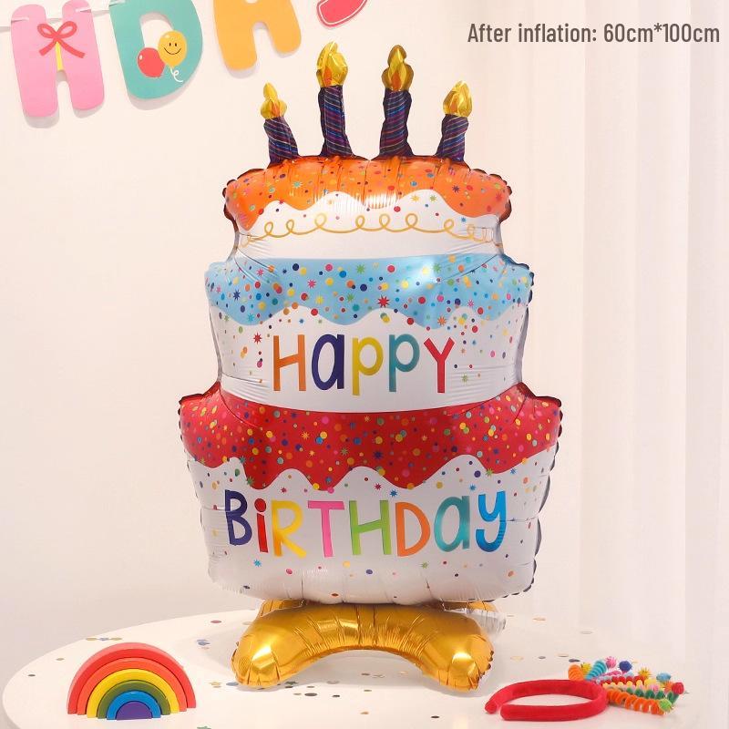 Large Cartoon Stand Cake Balloons for Kids' Birthday Party Decorations