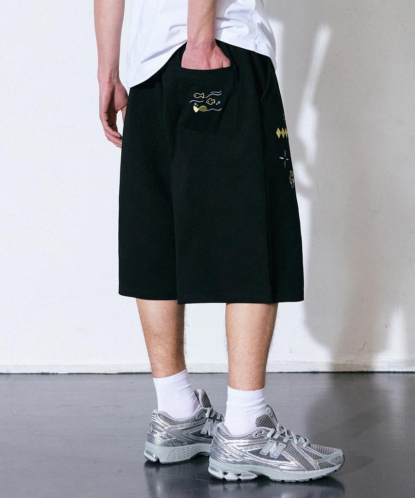 GAKKAI UNIONS Village Sweat Bermuda Pants Black