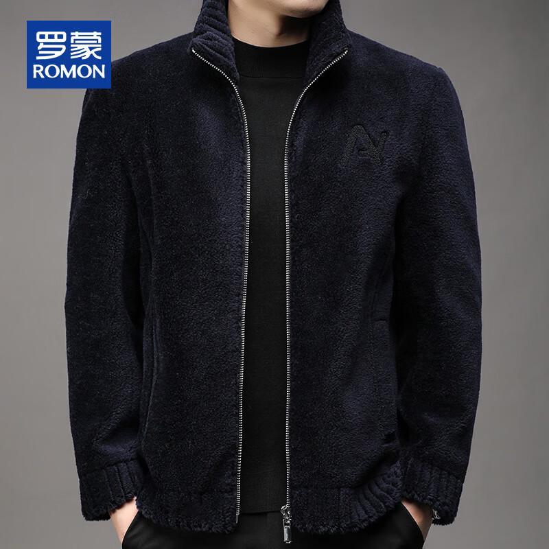 ROMON Men's 100% Wool Stand Collar Winter Jacket