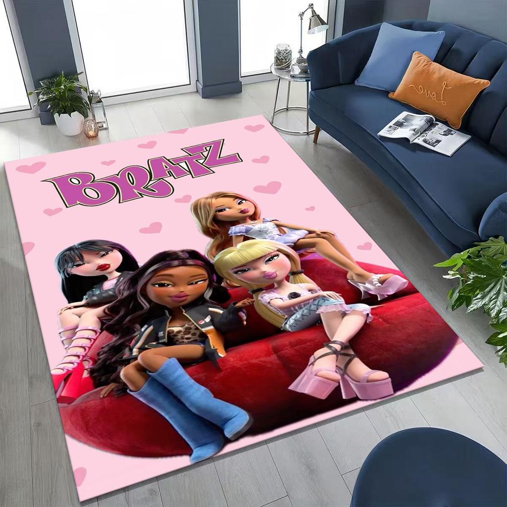 Fashion Girls Bratz Doll Cartoon Art Rug for Bedroom Living Room Sofa Home Doormat Decor,Large Kids Play Non-slip Floor Mat Gift