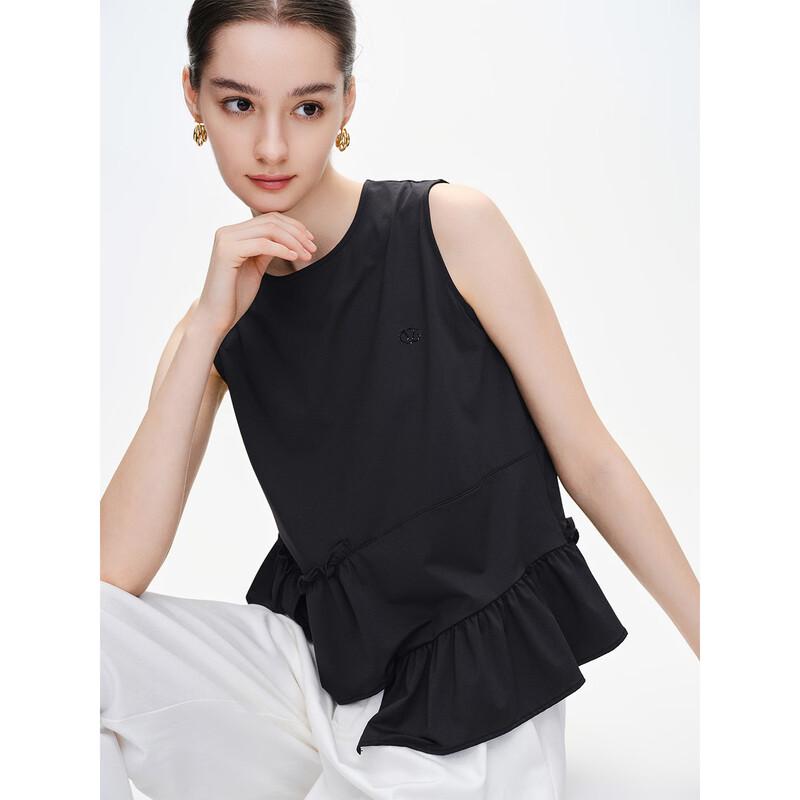 GIOVANNI VALENTINO Women s Ruffle Sleeveless Top M чёрный