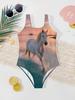 Girls One Piece Swimsuit Cute Cartoon Colorful Heart Symbol Print Sleeveless Swimwear Kids Summer Beach Bathing Suit